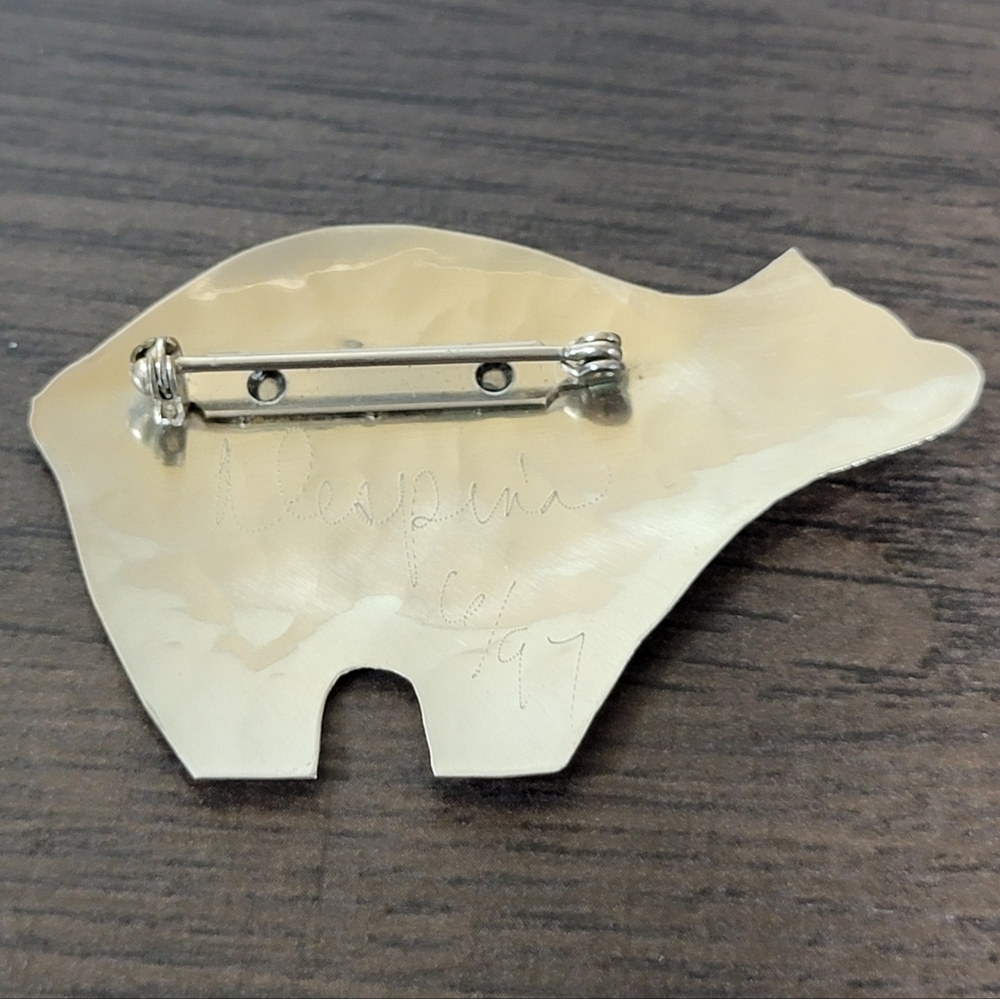 Despina Native Streling Silver Hammered Bear Heart Pin 6/97 Vintage Western - Picture 3 of 5